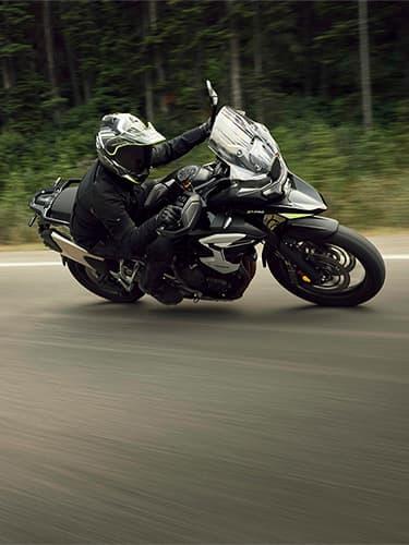Чёрный Triumph Tiger 1200 GT Pro на лесной дороге